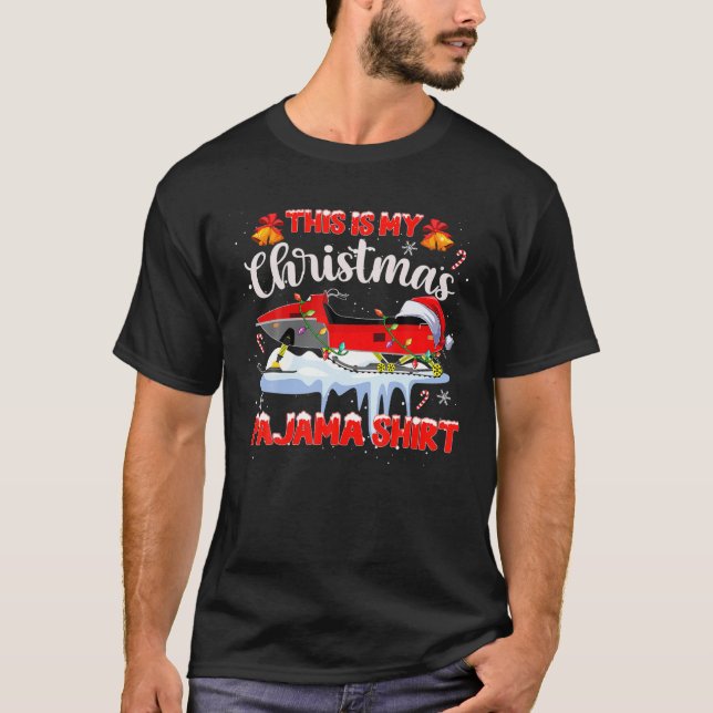 Das ist mein Weihnachts Pajama Snowmobiling Santa  T-Shirt (Vorderseite)