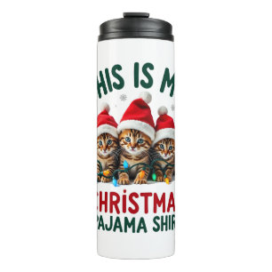 Das ist mein Weihnachts-Pyjama-Shirt Katzenliebhab Thermosbecher