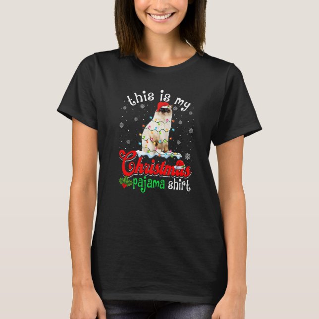 Das ist mein Weihnachtsbaum Pajama Xmas Birman Cat T-Shirt (Vorderseite)