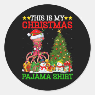 Das ist mein Weihnachtsbaum Pajamas Lights Tintenf Runder Aufkleber