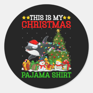 Das ist mein Weihnachtsbaum Pajamas Orca Lighting  Runder Aufkleber