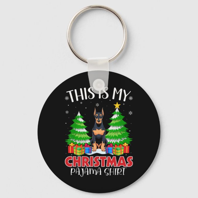 Das ist mein Weihnachtspajama Doberman Pinscher Do Schlüsselanhänger (Vorderseite)