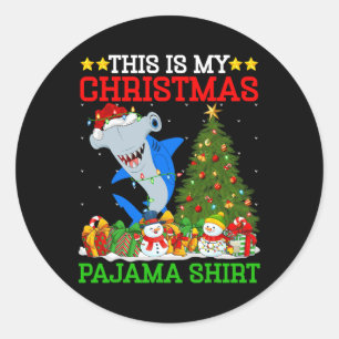 Das ist mein Weihnachtspajamas Hammerhead Shark Ch Runder Aufkleber