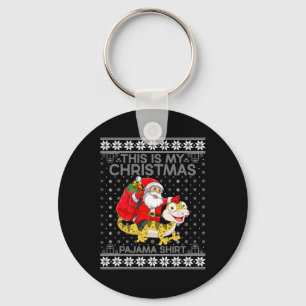 Das ist mein Weihnachtspajamas Santa Riding Lizard Schlüsselanhänger