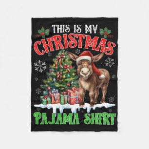 Das ist mein Weihnachtspyjama-Shirt Santa Esel Wei Fleecedecke