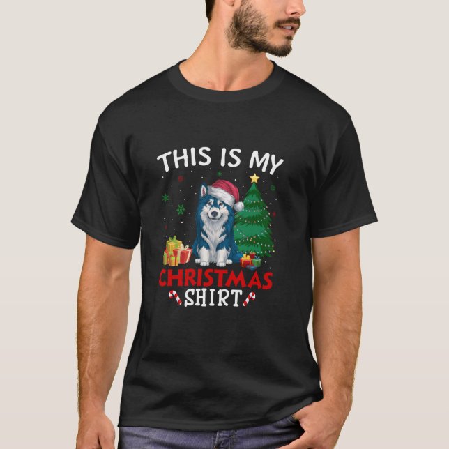 Das ist meine Alaskan Klee Kai Dog Weihnachtsmannm T-Shirt (Vorderseite)