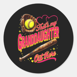 Das ist meine Großtochter da draußen Softball-Groß Runder Aufkleber