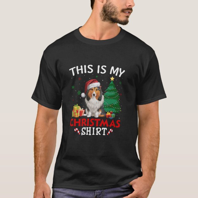 Das ist meine Shetland Sheepdog-Weihnachtsmannmütz T-Shirt (Vorderseite)
