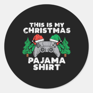 Das ist meine Weihnachts-Pajama-Videospiele Boys M Runder Aufkleber