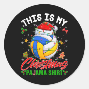 Das ist meine Weihnachts-Pajama-Volleyball-Weihnac Runder Aufkleber