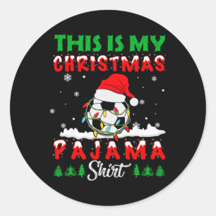 Das ist meine Weihnachts-Pyjama-Fußball-Santa-Mütz Runder Aufkleber
