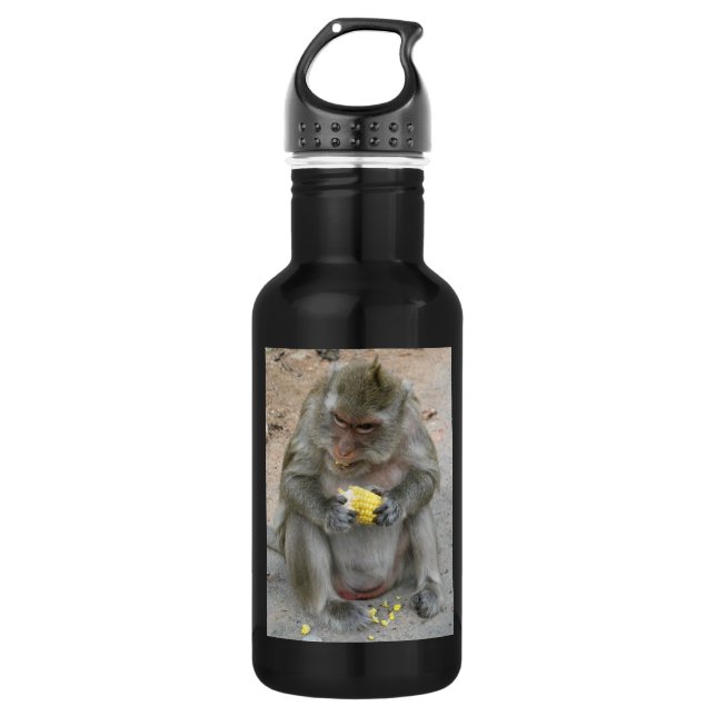 Das ist meins! ... Wild Thai Macaque Monkey Edelstahlflasche (Vorderseite)