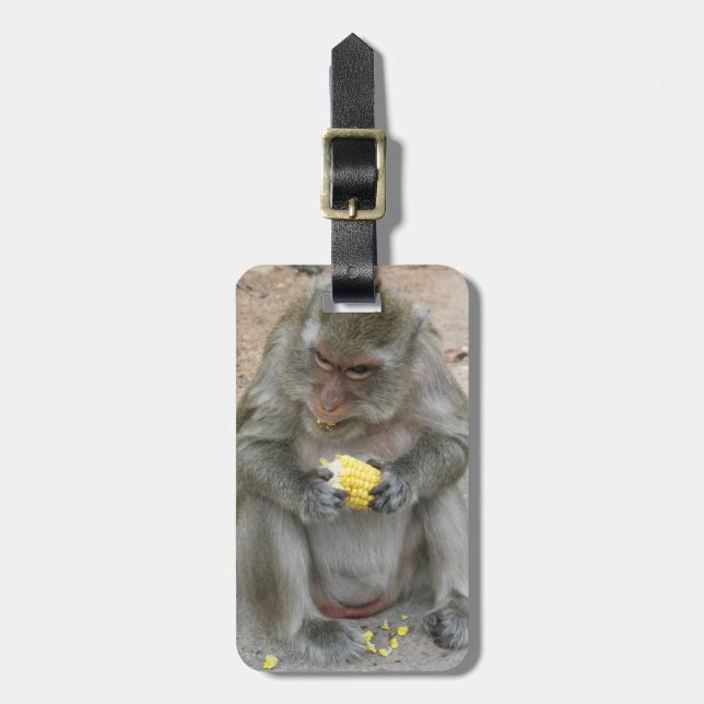 Das ist meins! ... Wild Thai Macaque Monkey Gepäckanhänger (Vorderseite vertikal)