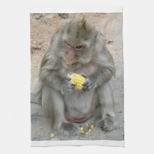 Das ist meins! ... Wild Thai Macaque Monkey Geschirrtuch