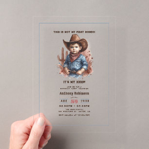 „Das ist nicht mein erstes Rodeo“ Rustikaler Weste Acryleinladungen