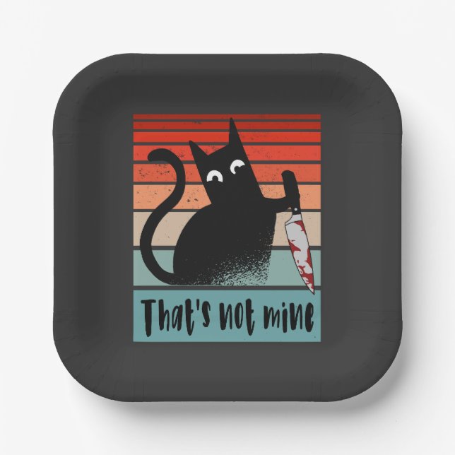 Das ist nicht meine, Unschuldige Katze mit Messer  Pappteller (Vorderseite)