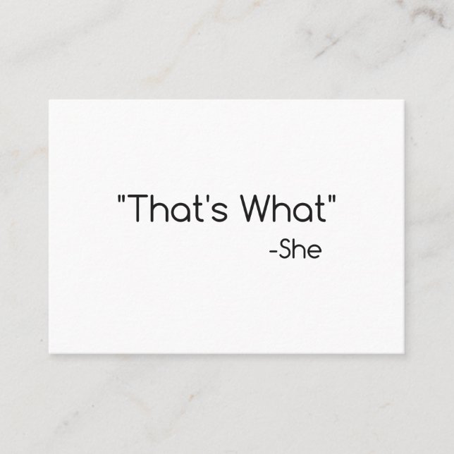 Das ist, was sie sagte visitenkarte (Vorderseite)