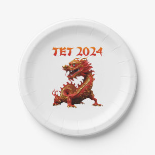 Das Jahr 2024 des vietnamesischen Drachen im neuen Pappteller