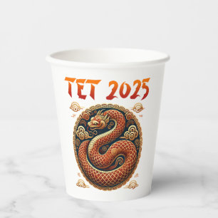 Das Jahr 2025 des nake vietnamesischen Neujahrs Pappbecher