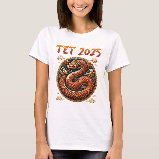 Das Jahr 2025 des nake vietnamesischen Neujahrs T-Shirt (Vorderseite)