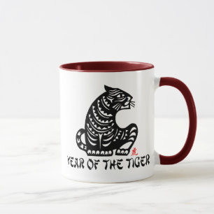 Das Jahr der Tiger-Kürzung in chinesischem Papier Tasse