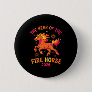 Das Jahr des Feuerpferds 2026 Feierdesign Button