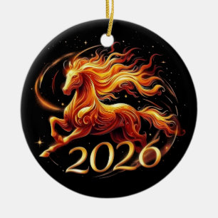 Das Jahr des Pferdes 2026 Keramik Ornament