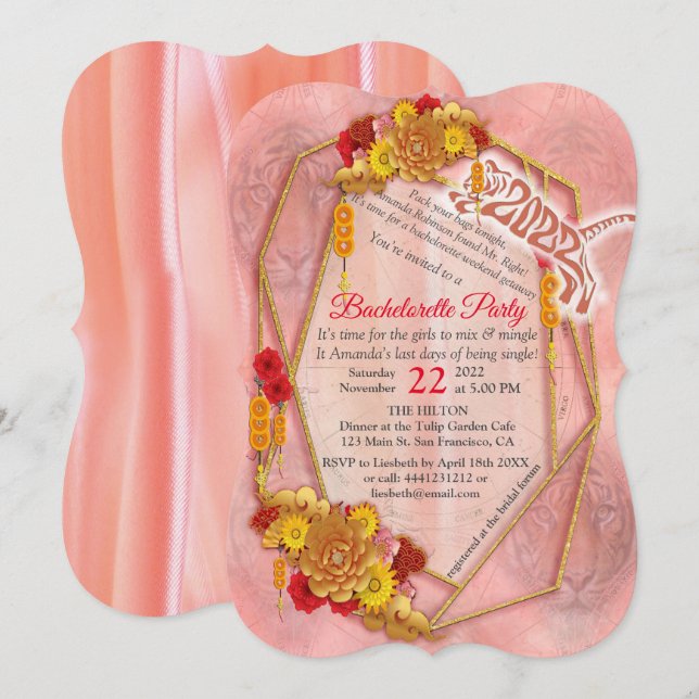 Das Jahr des Tigers Einladung (Vorne/Hinten)