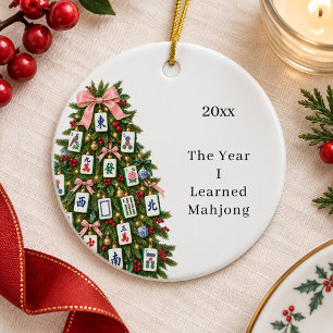 Das Jahr, in dem ich Mahjong lernte Weihnachtsbaum Keramik Ornament