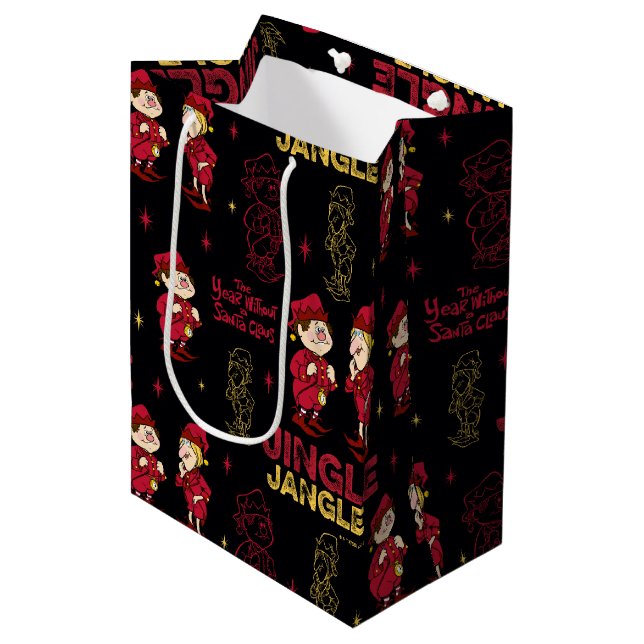 DAS JAHR OHNE SANTA CLAUS™ | Elf Muster Mittlere Geschenktüte (Vorderseite Schrägansicht)