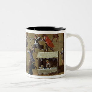 Das Jalousien- und Uni-DES Quatre-Nationen Zweifarbige Tasse