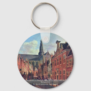 Das Jansstraat in Haarlem mit dem St. Bavochurch Schlüsselanhänger