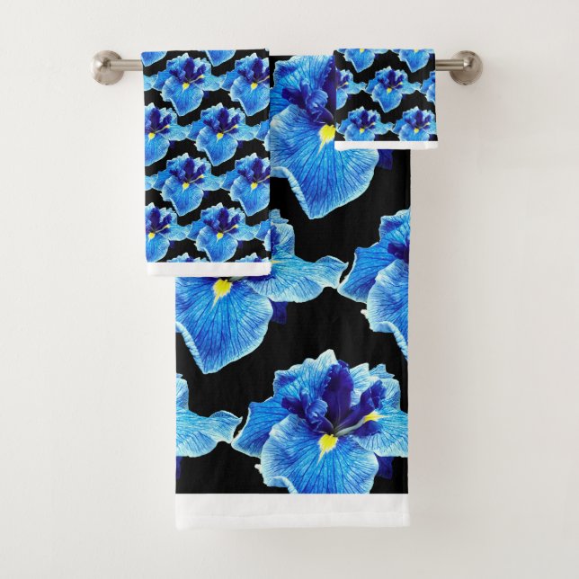 DAS JAPANISCHE IRIS BLUME BATH TOWEL SET (Insitu)