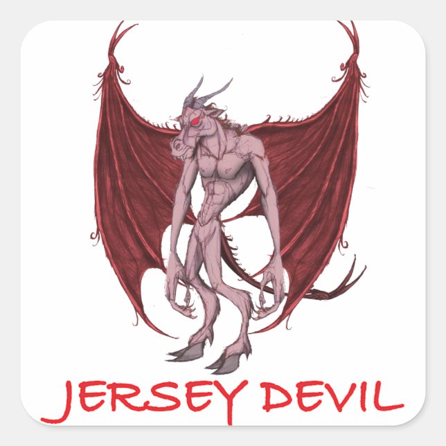 DAS JERSEY-DEVIL QUADRATISCHER AUFKLEBER (Vorderseite)