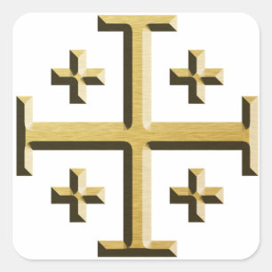 Das Jerusalem-Kreuz - Goldabgeschrägte Ausgabe Quadratischer Aufkleber