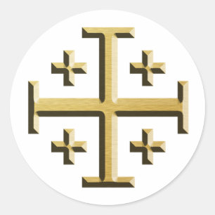Das Jerusalem-Kreuz - Goldabgeschrägte Ausgabe Runder Aufkleber
