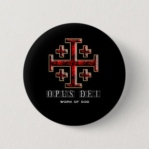 Das Jerusalem-Kreuz - ver 1 - Opus Dei - Schwarzes Button