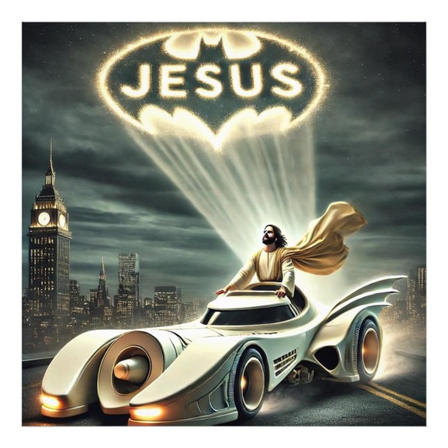 Das Jesusmobil: Retter in der Nacht Fotodruck (Vorne)