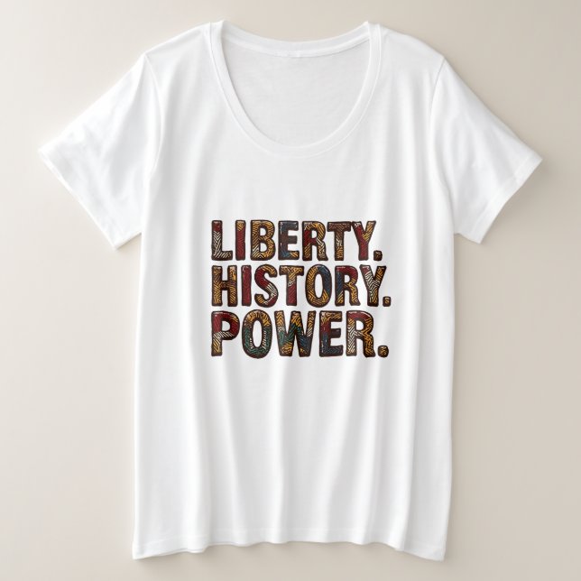 Das jugendliche afrikanische Stoffmuster "Freiheit Große Größe T-Shirt (Design vorne)