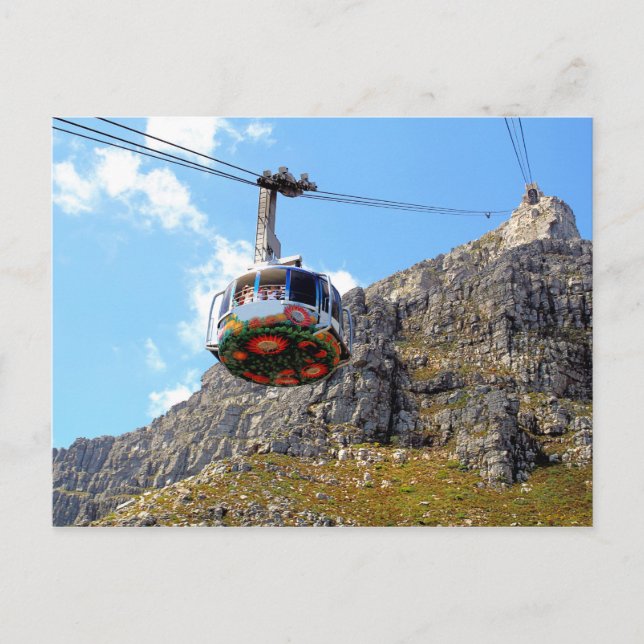 Das Kabelauto geht in Kapstadt auf den Tafelberg Postkarte (Vorderseite)