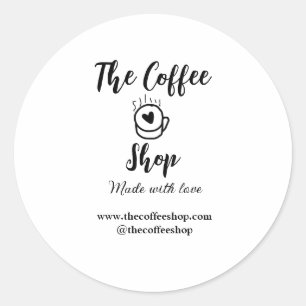 Das Kaffeehaus und Website Social Media Geschäft  Runder Aufkleber