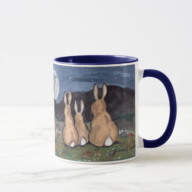 "Das Kaninchen auf dem Mond" Das charmante Origina Tasse (Rechts)