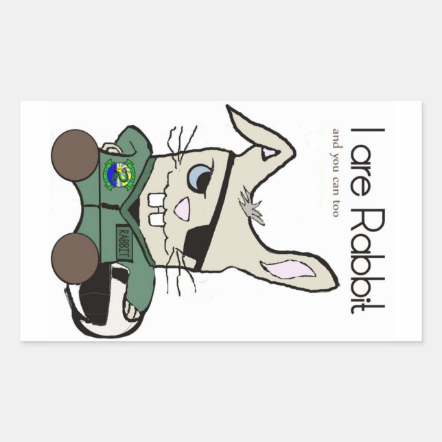 Das Kaninchen. Ein Hubschrauberpilot. Rechteckiger Aufkleber (Vorderseite)