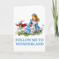 Das Kaninchen sagt Alice: "Folge mir zu Wonderland