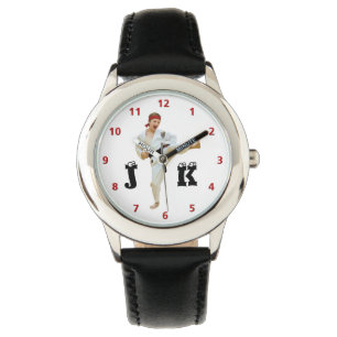 Das Karate, das schwarzen Gürtel tritt, fertigen Armbanduhr