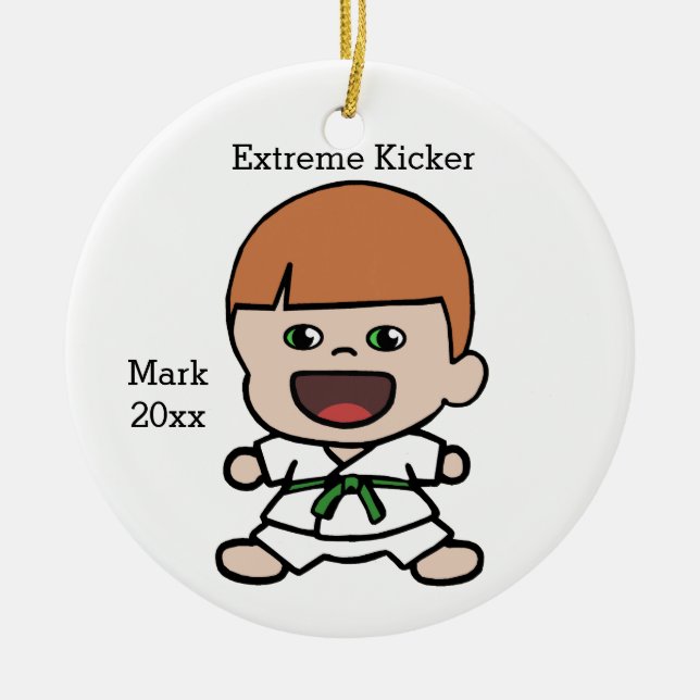 Das Karate-Weihnachtsverzierung des Jungen Keramik Ornament (Vorne)