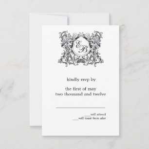 Das "Kate" Monogram-Hochzeitprogramm RSVP Karte