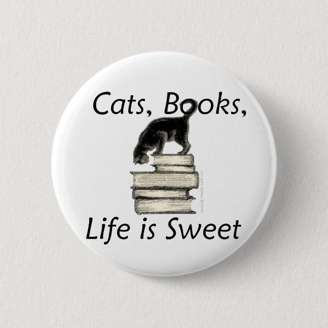 Das Katzen-Buch-Leben ist süß Button (Vorderseite)