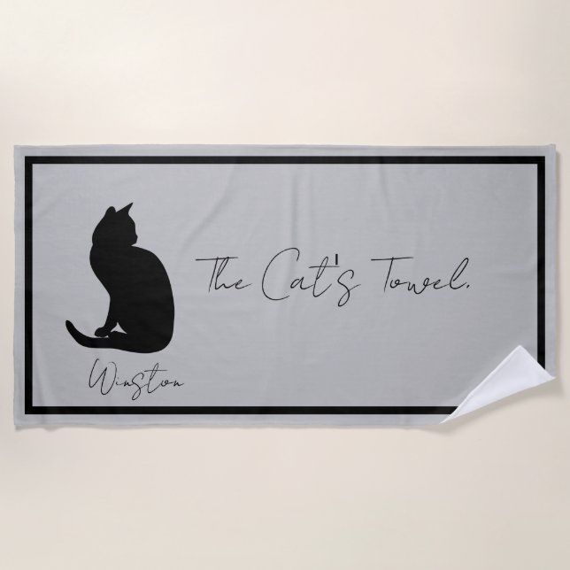 Das Katzen Handtuch grau (Vorderseite)