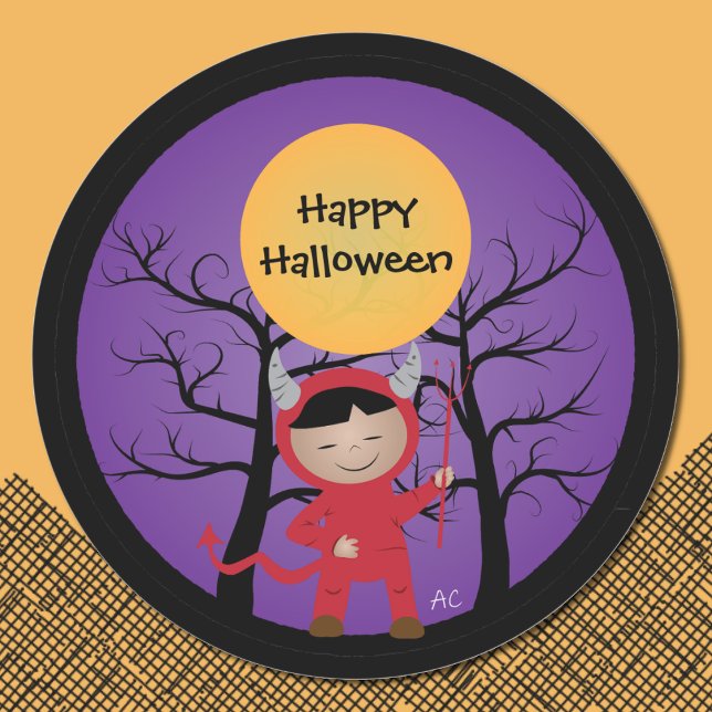 Das Kind in der bösen Kostüme Happy Halloween Stic Runder Aufkleber (Von Creator hochgeladen)